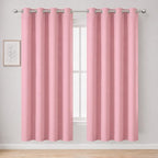 Blackout Curtains 66 x 72 Inch Long Pink Curtains Set of 2 Panels Room by Lemomo