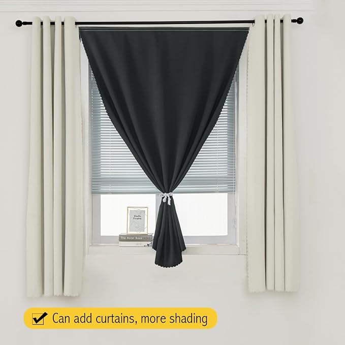 Thermal Blackout Curtains with Self Adhesive Tape No Rod No Drill Easy Install - Image 8