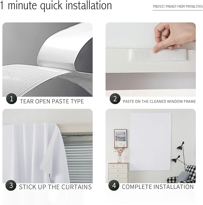 Portable Light Blocking Curtains Self-Stick Design, Removable Adhesive Window - Image 3