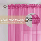 Hot Pink Sheer Curtains 90 Inches Long 2 Panels, Solid Voile Privacy Window - Image 5