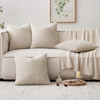 MIULEE Soft Decorative Chenille Pillow Covers Cream 18x18 Pack of 4 | Modern - Image 5