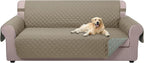 U-NICE HOME 4 Seater Sofa Cover 91''Large Couch Cover, Khaki/Light Grey | by U-NICEHOME
