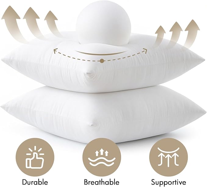 MIULEE 12x12 Pillow Inserts 4 Pack, 100% Virgin Fiber Filling Throw Pillows | - Image 3