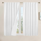 54 Inch White Linen Textured Blackout Curtains by LAMIT
