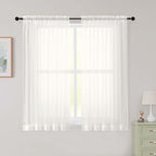 Sheer Ivory Curtains for Bedroom Living Room 54 Inch Length 2 Panels Set by WelvetBLK