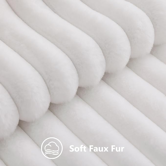 decorUhome Fall Faux Fur Throw Pillow Covers 20x20 Set of 2 White | Decorative - Image 2