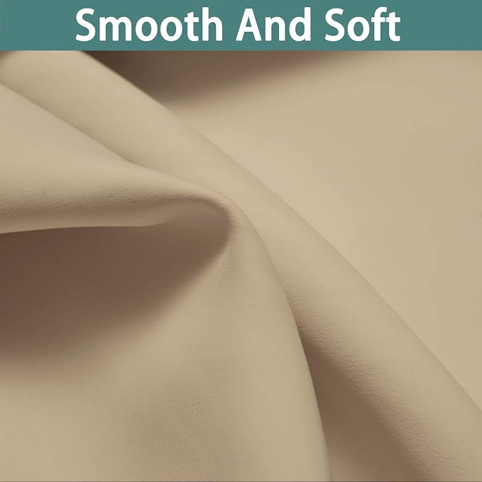 Yakamok Beige 100% Blackout Curtains 63 Inches Long - Image 7