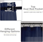 Sheer Navy Blue Curtains for Bedroom Living Room 90 Inches Long 2 Panels Set - Image 4