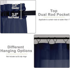 Navy Blue Kitchen Curtains 30 Inch Length Tier 2 PCS, Solid Soft Airy Half - Image 4