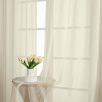 Sheer Curtains 84 Inches Long 2 Panels Set, Sheer Cream Curtains - Image 6