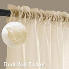 MIULEE Butter Cream Sheer Curtains 72 Inches Long 4 Panels 54 x 72 Inches | - Image 2