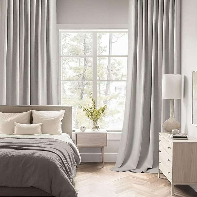 MIULEE Cobblestone Back Tab Blackout Curtains 52x120 Inch Long 2 Panels Set | - Image 3