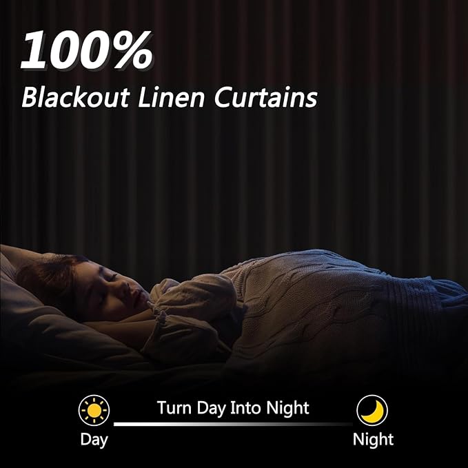 100% Blackout Curtains 108 Inch Length 2 Panels Set - Image 2