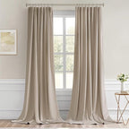 MIULEE Taupe Back Tab Blackout Curtains 52x108 Inch Long 2 Panels Set | Rod - Image 9