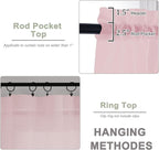 Sheer Blush Curtains, Sheer Curtains 63 inch Length 2 Panels Set, Rod Pocket - Image 4