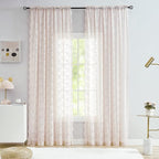 YJ YANJUN Vintage Lace Curtains 84 Inches Long-Victorian Floral Dusty Pink - Image 3