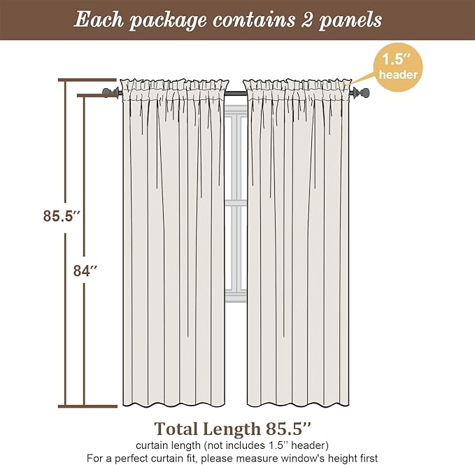 Chyhomenyc Yellow Sheer Curtains 84 Inches Long - Image 2