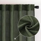 MIULEE Olive Green Linen Curtains 42x84 Inch Length 2 Panels - Image 2