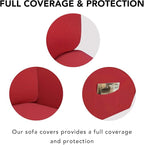 PureFit Stretch Couch Covers for Sofa Large Sofa Slipcovers Red | 1-Piece Sofa - Image 3