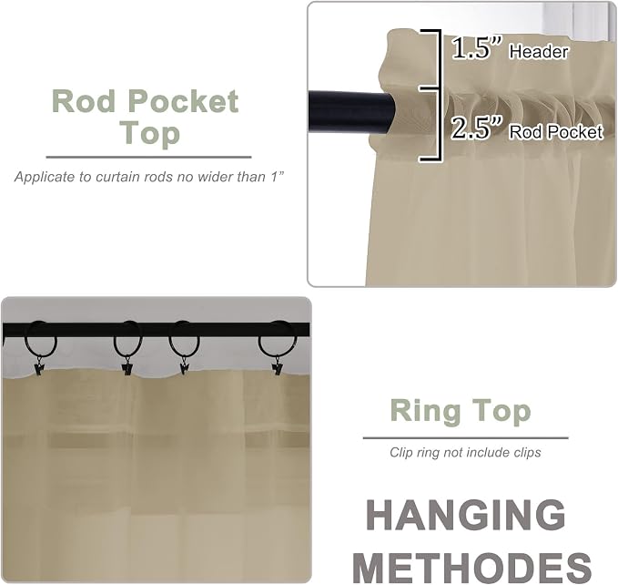 Sheer Taupe Curtains 108 Inches Long - Image 4