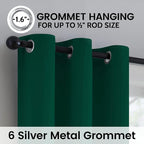 SimpleHome Dark Green 100% Blackout Curtains Room Darkening Living Room 36 | - Image 6