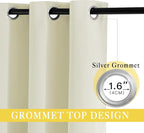 NICETOWN Room Darkening Beige Curtain 63 inches Long, Grommet Thermal Curtains - Image 2