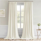 MIULEE Cream Back Tab Blackout Curtains 52x102 Inch Long 2 Panels Set | Rod - Image 9