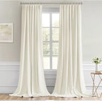 MIULEE Cream Back Tab Blackout Curtains 52x96 Inch Long 2 Panels Set | Rod - Image 9