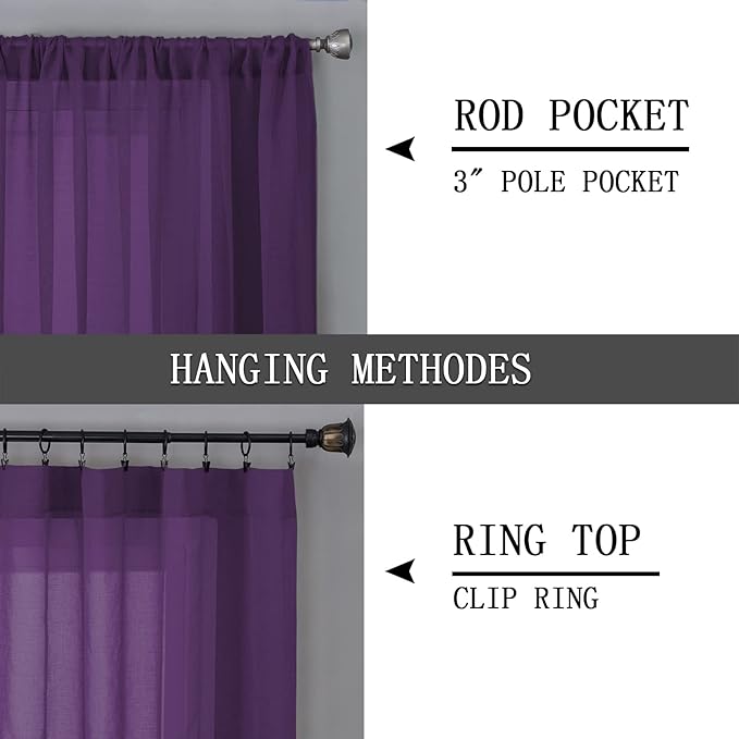 Tollpiz Sheer Curtains Linen Textured Living Room Curtain Sheers Light - Image 5