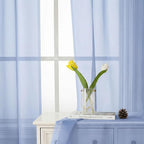 Denim Blue Sheer Curtains 96 Inches Long 2 Panels, Rod Pocket Light Filtering - Image 2