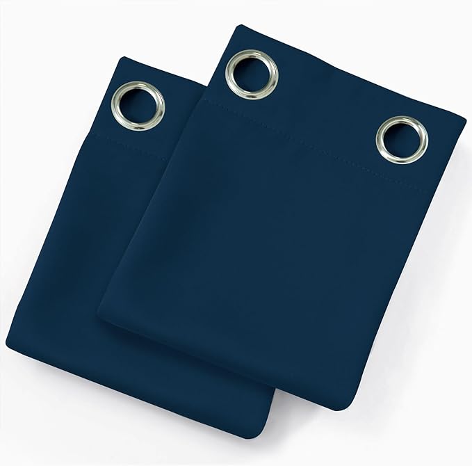 Blackout Curtains 52 x 90 Inch Long Navy Blue Curtains Set of 2 Panels Room - Image 9