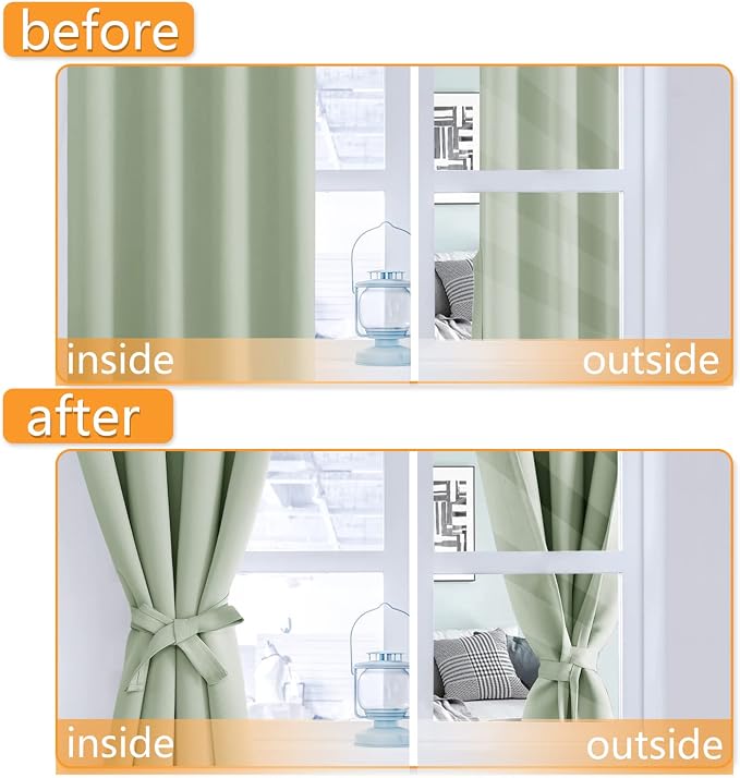 RV Blackout Curtains for Bedroom, 52 x 30 Inches Long Seafoam Green | Thermal - Image 5