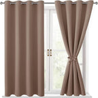 Blackout Curtains for Bedroom, 52 x 54 Inches Long, Cappuccino | Thermal by Hiasan