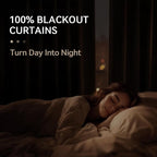 Linen Textured Total Blackout Sliding Door Curtains 108 Inches Long, Cream | - Image 2