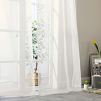 Ivory Sheer Curtains 84 Inches Long 2 Panels Set - Image 8