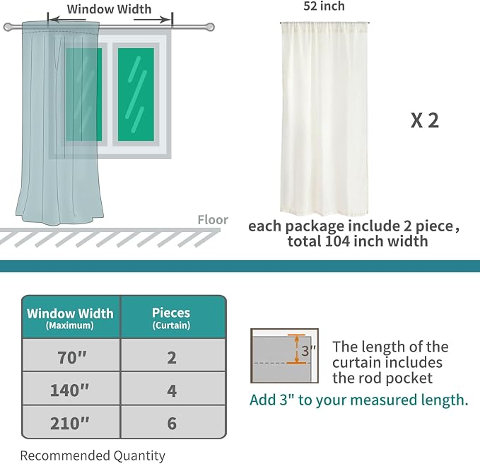 BGment Burlap Linen Curtains 63 Inch 2 Panels Set - Image 9