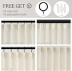 Topfinel Pinch Pleated Curtains 90 Inches Long 1 Panels Set, Natural Cream Semi - Image 2