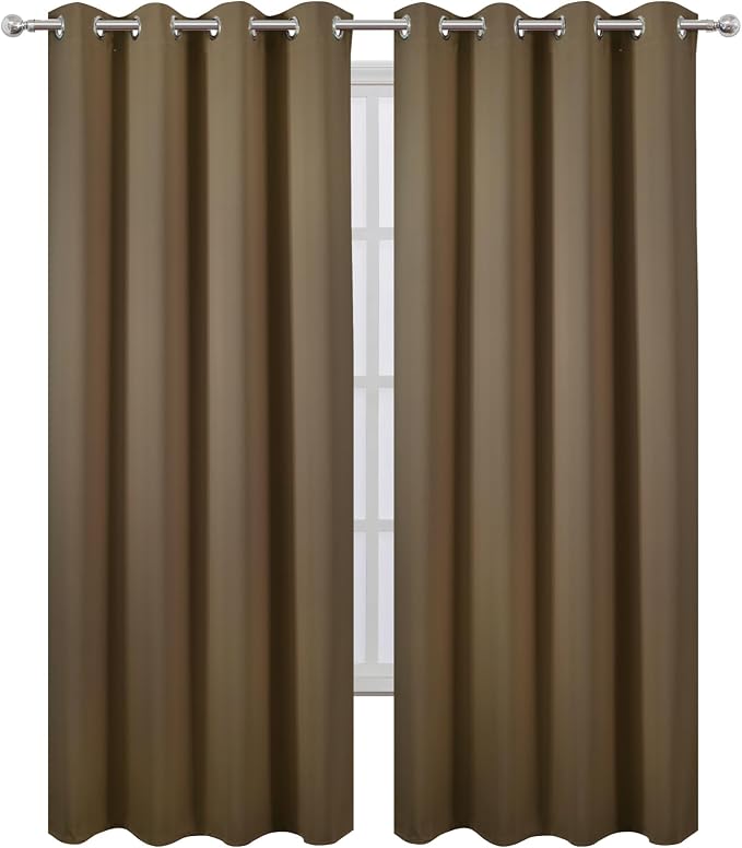 Blackout Curtains 66 x 84 inch/Brown Curtains Set of 2 Panels/Thermal Insulated - Image 2