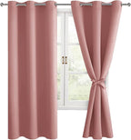 Room Darkening Curtains for Bedroom 2 Panels Dusty Rose 42x72 Inch | Noise by Hiasan
