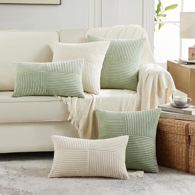 Fancy Homi 2 Packs Sage Green Big Decorative Throw Pillow Covers 24x24 Inch - Image 6