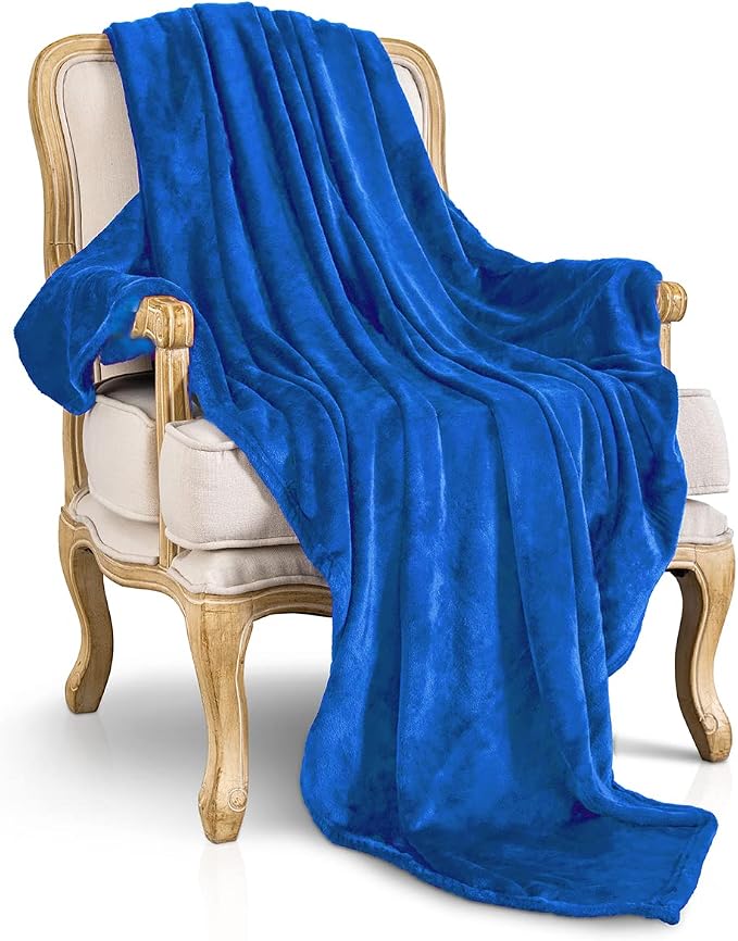 Royal blue Fleece Plush Throw Blanket 60"x80"for Couch Fuzzy Cozy Flannel | - Image 5