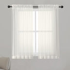 Chyhomenyc Ivory Sheer Curtains 54 Inch Length 2 Panels by Chyhomenyc