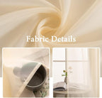 MIULEE Cream Beige Sheer Curtains 54 X 45 Inches, 2 Panels | Solid Color - Image 3