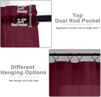 Sheer Burgundy Curtains for Bedroom Living Room 90 Inches Long 2 Panels Set - Image 4