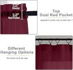 Burgundy Kitchen Curtains 30 Inch Length Tier 2 PCS, Solid Soft Airy Half - Image 4