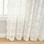 YJ YANJUN Vintage Lace Curtains Ivory Floral 105 inch Curtains 2 Panels - Image 4