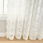 YJ YANJUN Vintage Lace Curtains Elegant Flower Off White 132 inch Curtains 1 - Image 4