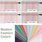 Blush Kitchen Curtains 30 Inch Length Tier 2 PCS, Solid Soft Airy Half Curtains - Image 5