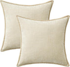 MIULEE Decorative Couch Throw Pillow Covers 16x16 Inch Cream White 2 Pack | - Image 8