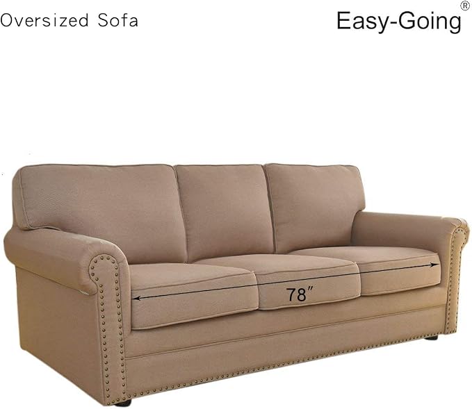 Easy-Going Stretch Oversized Sofa Couch Slipcover Washable Camel | 1-Piece - Image 7